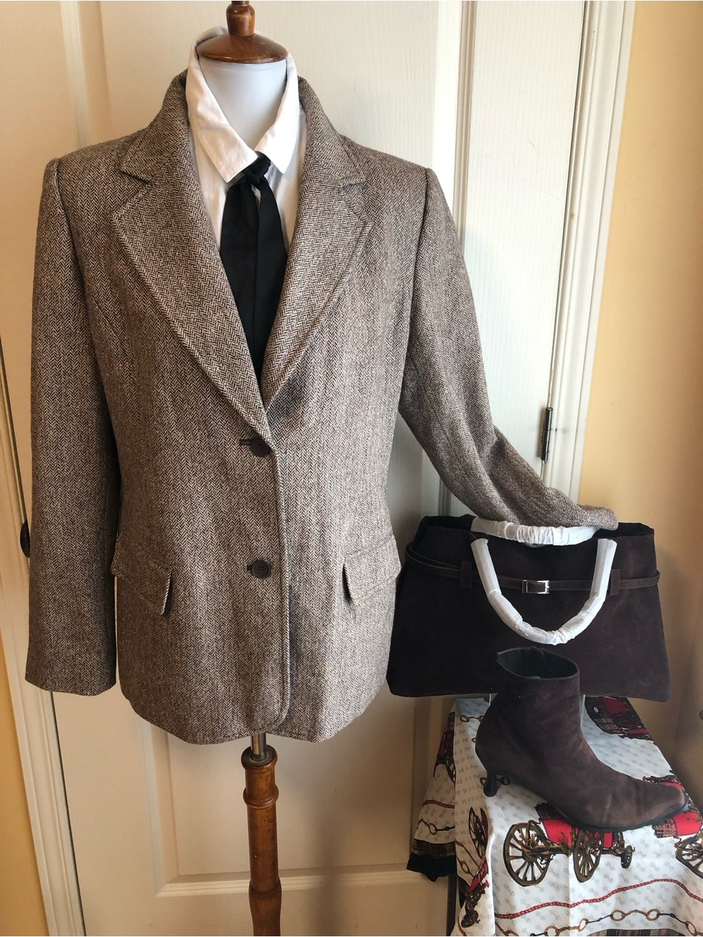 Wool Blend vintage blazer Coat herringbone tweed wool Chadwick’s